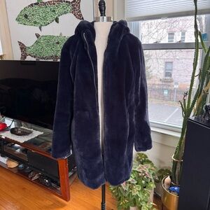 Carolina Belle Navy Faux Fur Zip up